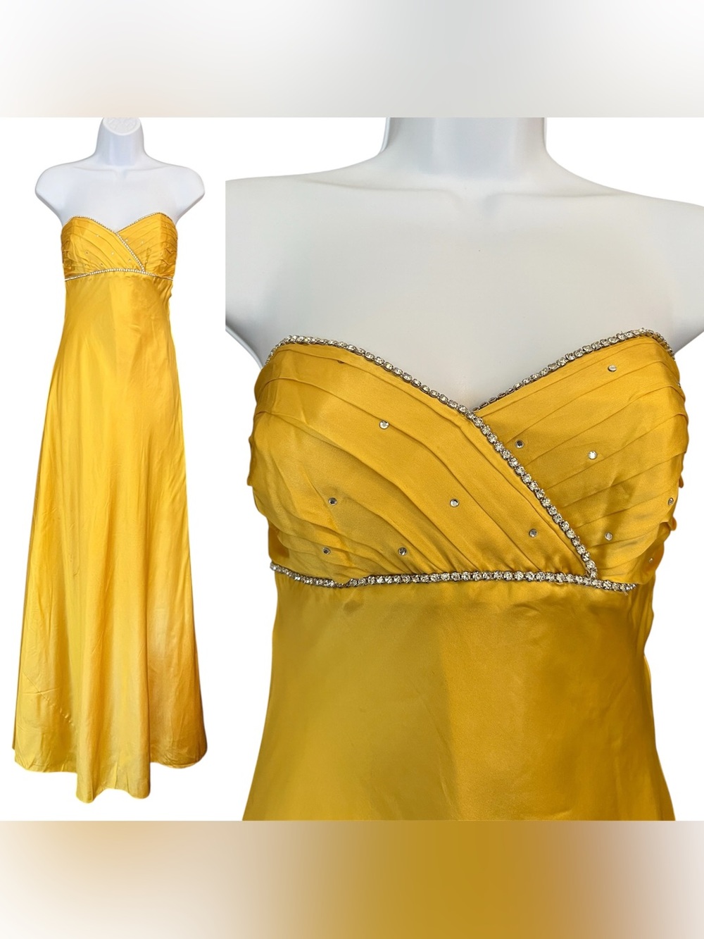 Vintage Betsey Johnson Evening Silk Rhinestone Maxi Prom Dress Formal Gown FLAW